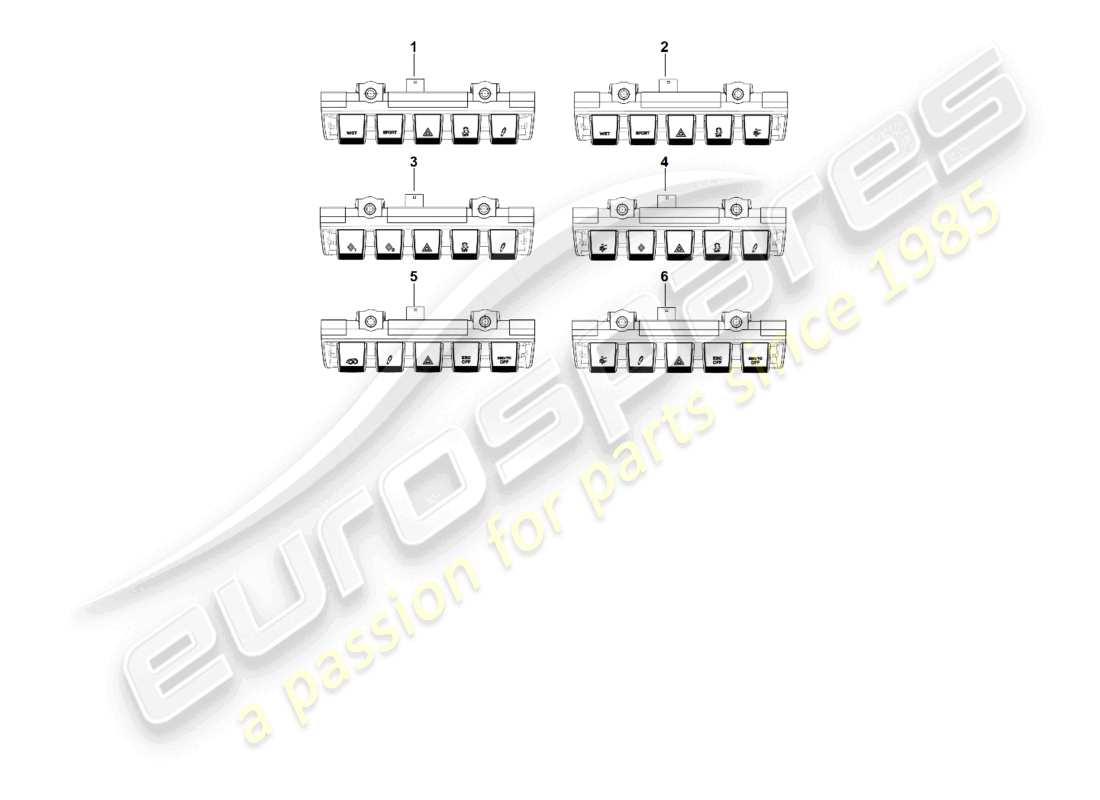 porsche 2022 (992-1 gt3/rs/st) diagramme des pièces du tableau de bord du module de commutation