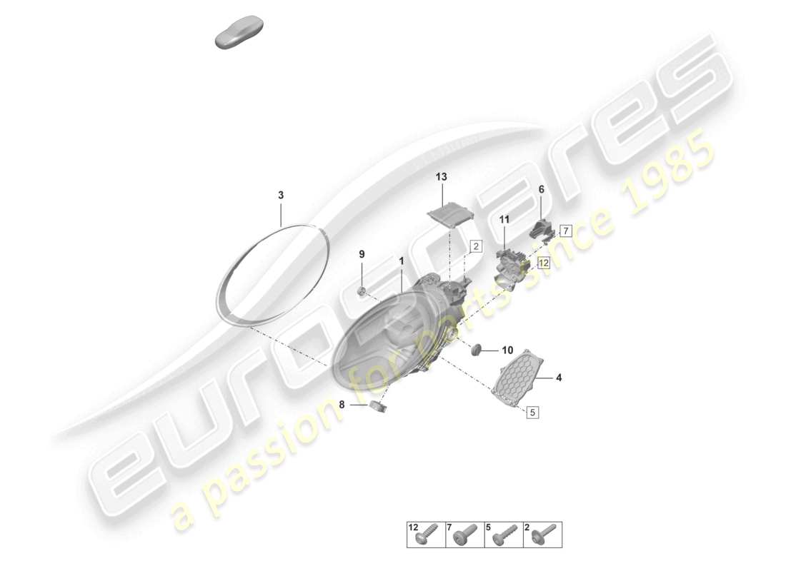 porsche 2022 (992-1 gt3/rs/st) schéma des pièces des phares led