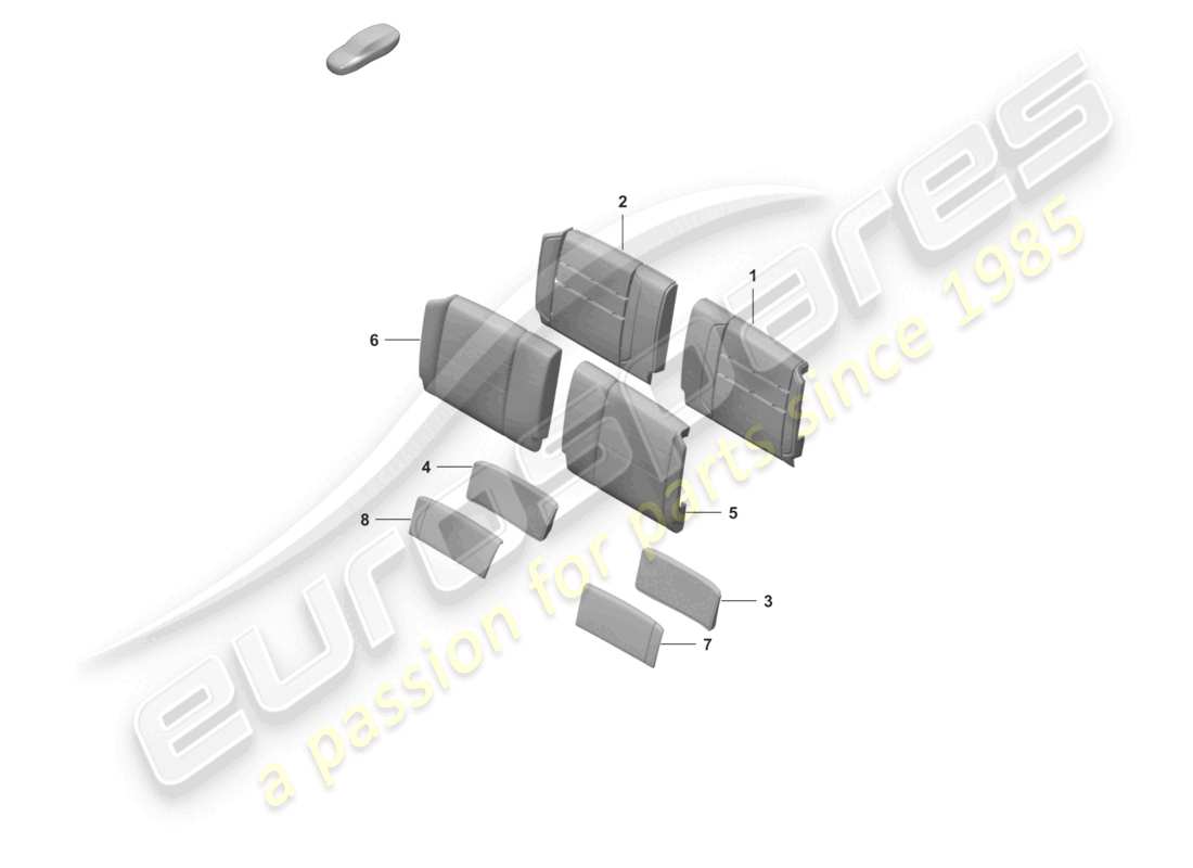 porsche 2024 (992-2) pièce en mousse housse de dossier (similicuir) support lombaire schéma des pièces