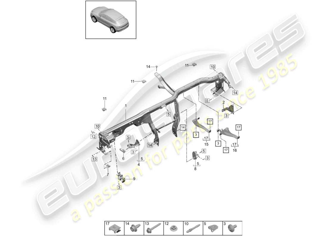 porsche 2021 (macan) cadre de retenue du tableau de bord schéma des pièces