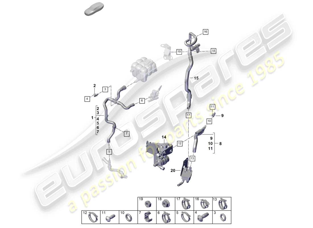 porsche 2024 (cayenne e3 pa) système de refroidissement du liquide de refroidissement schéma des pièces