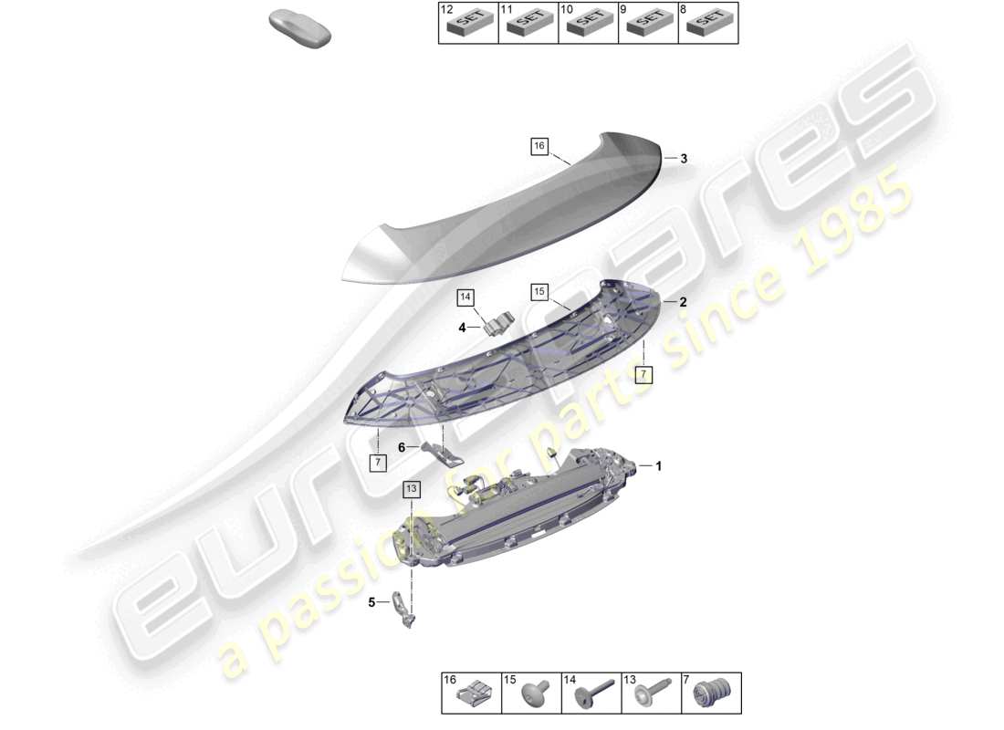 porsche 2024 (992-2) spoiler arrière schéma des pièces