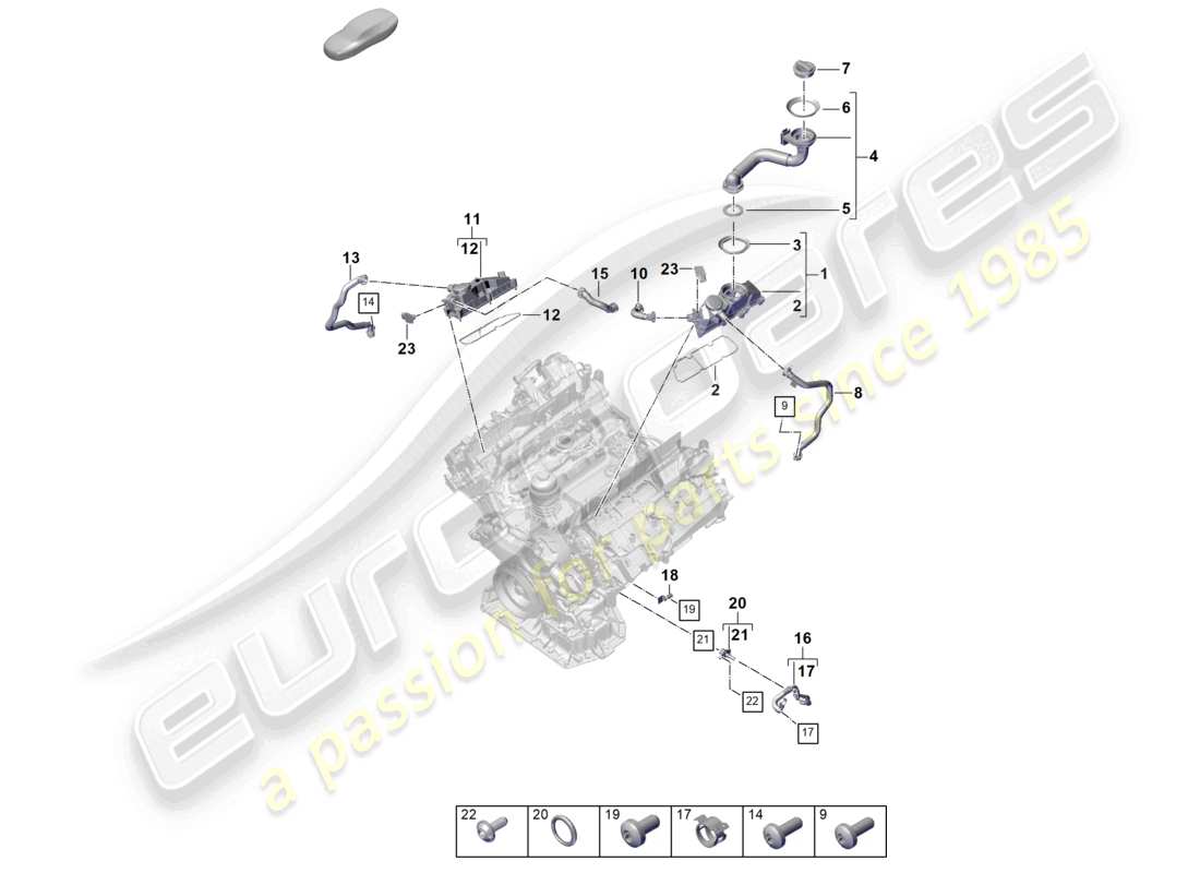 porsche 2024 (cayenne e3 pa) ventilation du séparateur d'huile du bloc-cylindres schéma des pièces