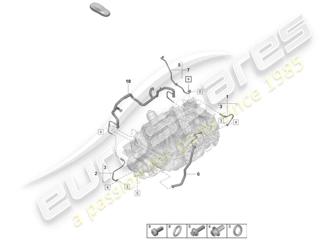 porsche 2022 (992-1 turbo / s) diagramme des pièces de la conduite de reniflard de ventilation du carter moteur