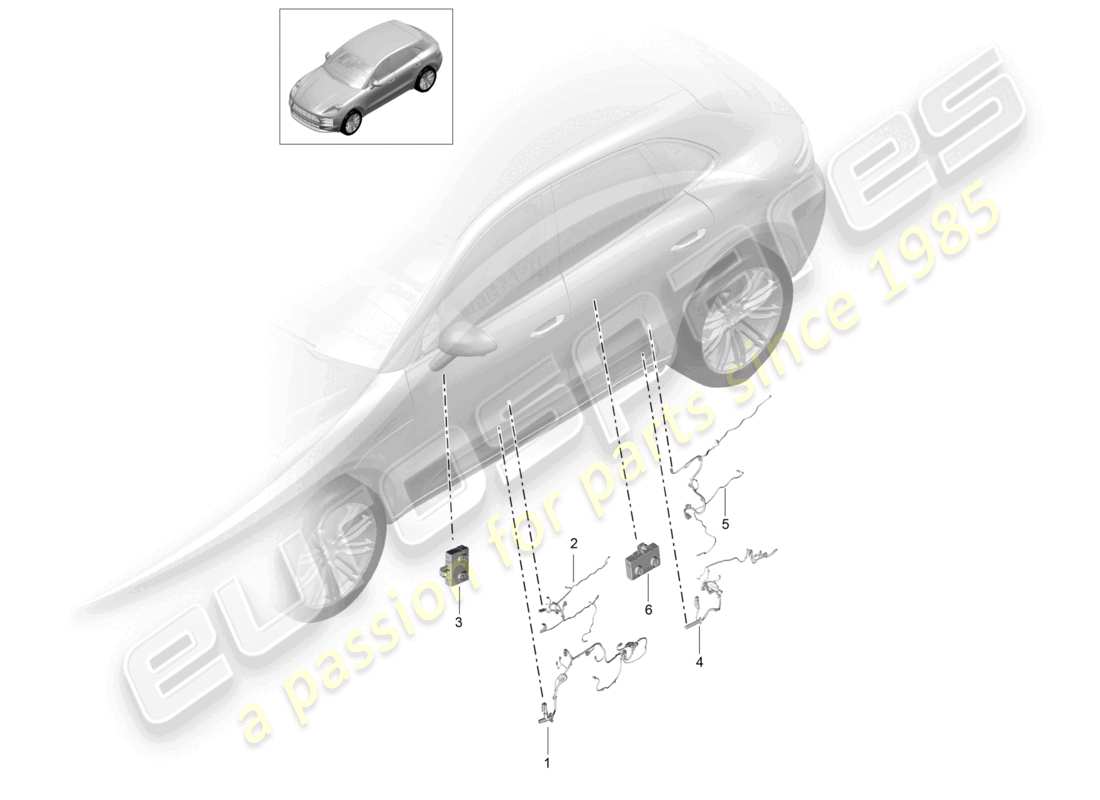porsche 2021 (macan) ensemble de câbles unités de commande de portes pour véhicules avec système audio schéma des pièces