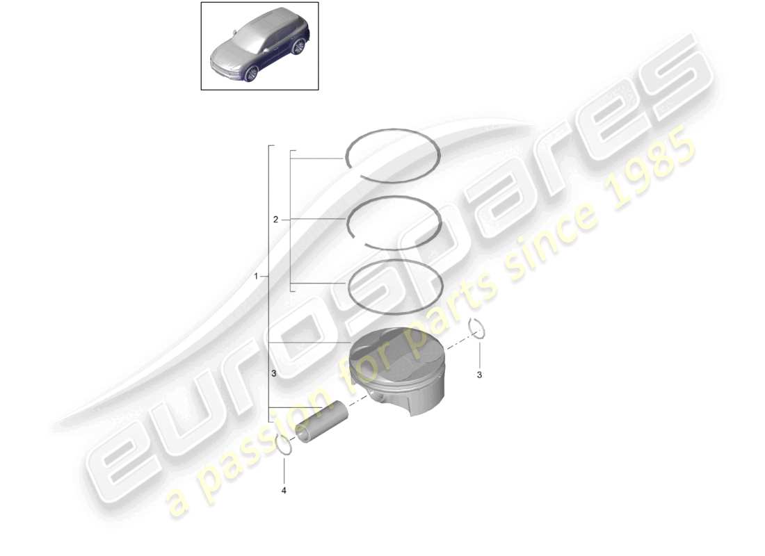 porsche 2021 (cayenne e3 9ya/9yb) schéma des pièces du piston