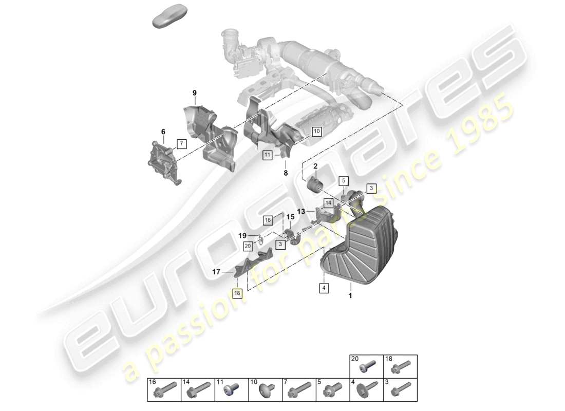 porsche 2024 (992-2) silencieux pour système d'échappement sport schéma des pièces