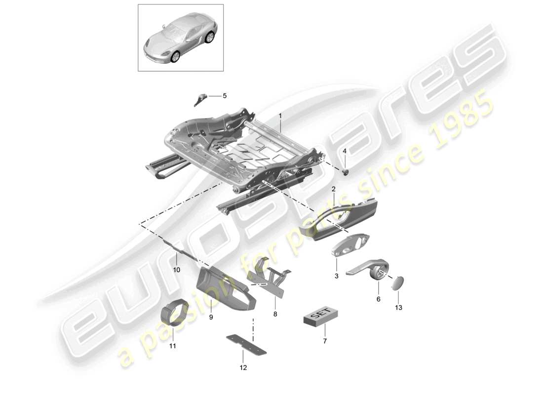 porsche 2021 (718 cayman) cadre de siège siège sport accessoires support extincteurs schéma des pièces