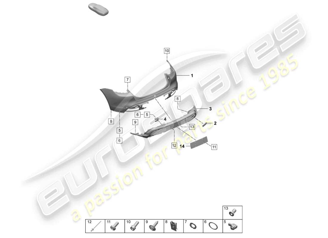 porsche 2026 (taycan 9j1-2) pare-chocs arrière pour variante d'équipement : de base schéma des pièces