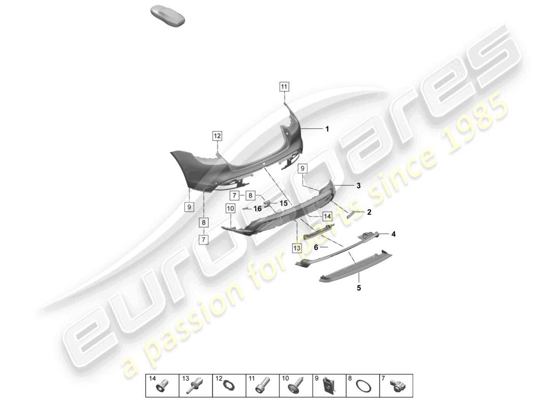 porsche 2026 (taycan 9j1-2) pare-chocs arrière pack sport design schéma des pièces