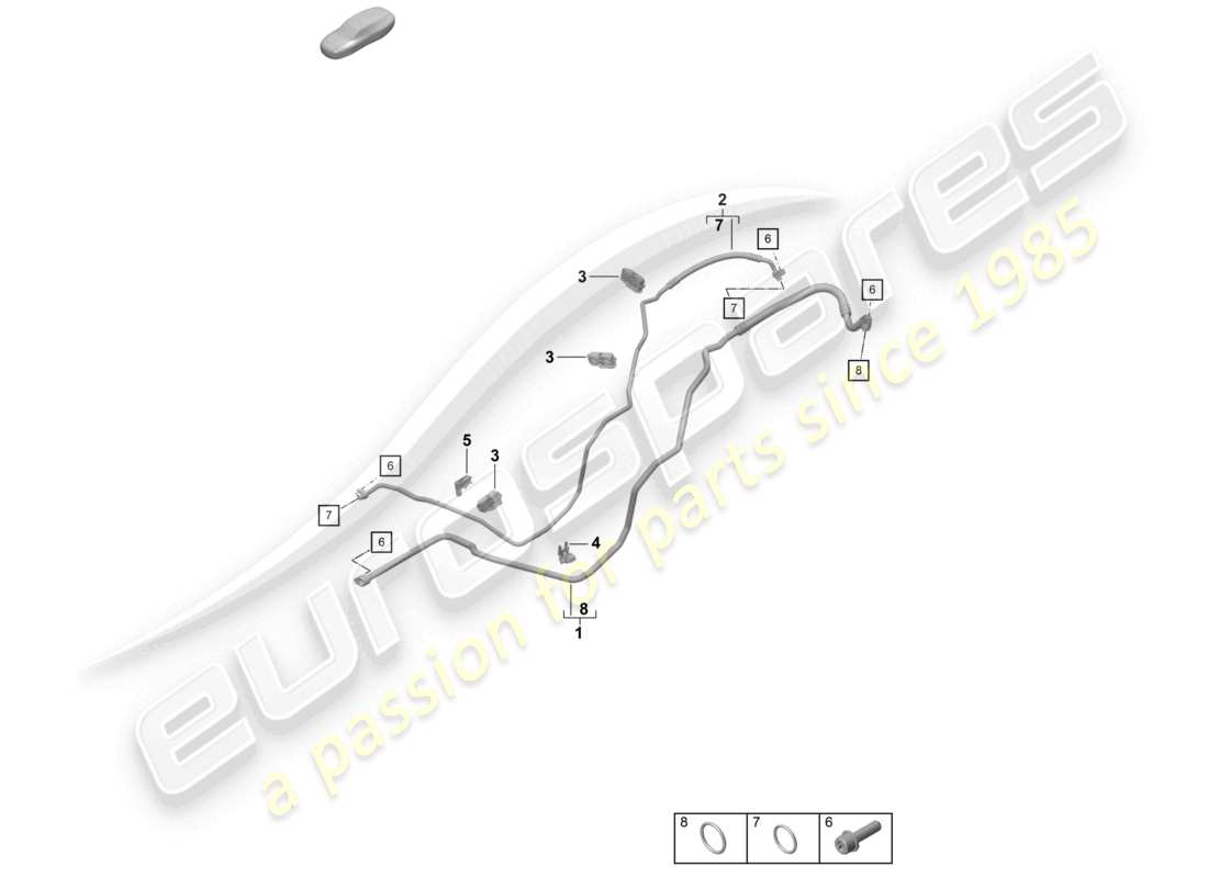porsche 2019 (718 cayman gt4) schéma des pièces de la conduite de réfrigérant arrière de la climatisation