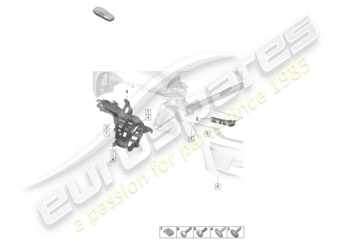 porsche 2023 (992-1 gt3/rs/st) fixations de pare-chocs arrière gt3 schéma des pièces rs