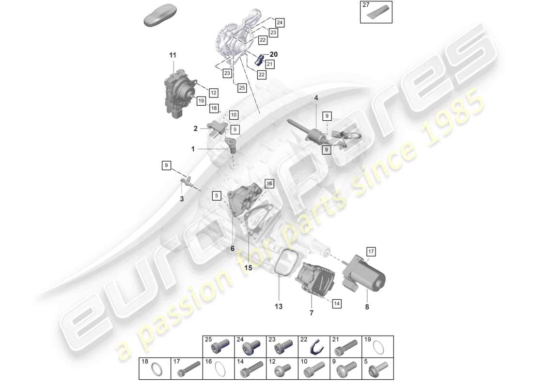 porsche 2023 (taycan 9j1-1) capteurs de différentiel de pont arrière élément de commande d'accélérateur diagramme des pièces