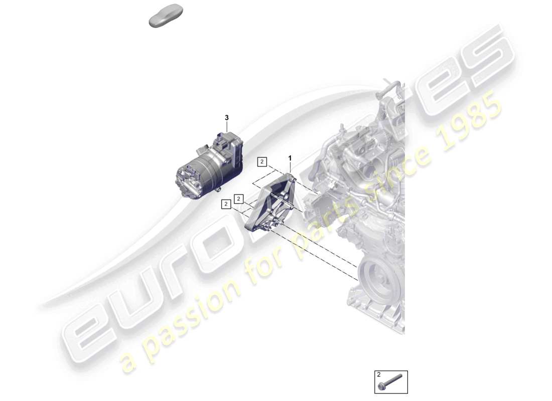 porsche 2025 (cayenne e3 pa) schéma des pièces de fixation des courroies poly-v