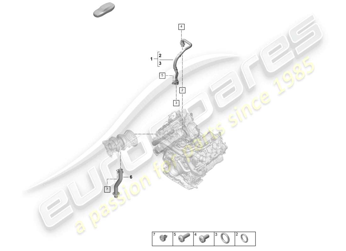 porsche 2026 (cayenne e3 pa) schéma des pièces de la conduite de pression d'huile pour turbocompresseur à gaz d'échappement