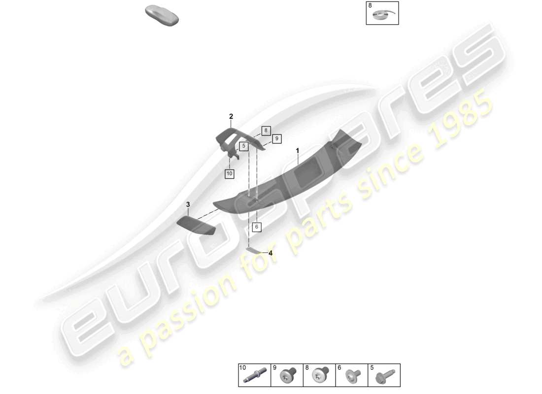 porsche 2026 (992-2 gt3) spoiler arrière schéma des pièces