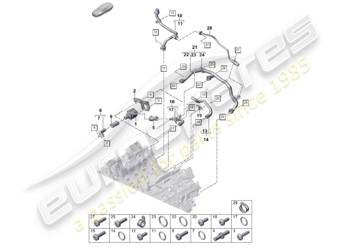 porsche 2023 (cayenne e3 pa) système de refroidissement du liquide de refroidissement schéma des pièces
