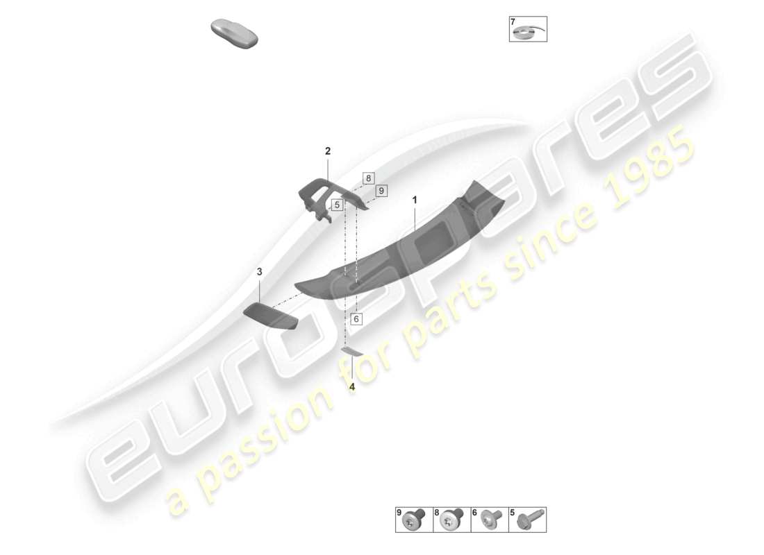porsche 2023 (992-1 gt3/rs/st) spoiler arrière schéma des pièces