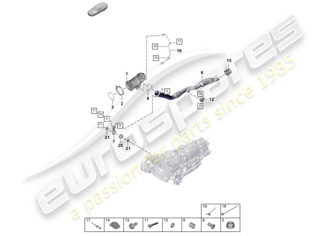 porsche 2025 (cayenne e3 pa) système d'échappement tuyau d'échappement avec catalyseur tuyau d'échappement avec silencieux avant sonde lambda schéma des pièces
