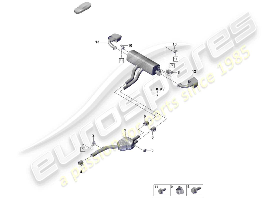 porsche 2025 (cayenne e3 pa) système d'échappement silencieux avant silencieux arrière tuyau d'échappement schéma des pièces