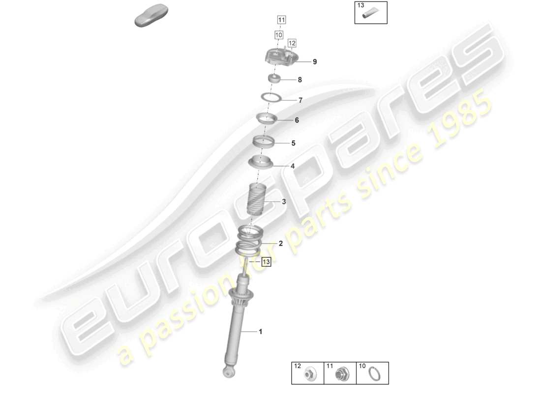 porsche 2023 (992-1 gt3/rs/st) diagramme des pièces des amortisseurs de suspension
