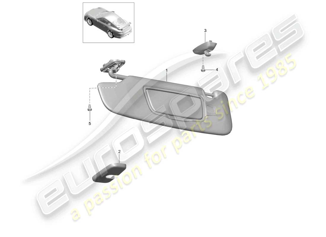 porsche 2021 (991-2 r/gt3/rs) diagramme des pièces des pare-soleil