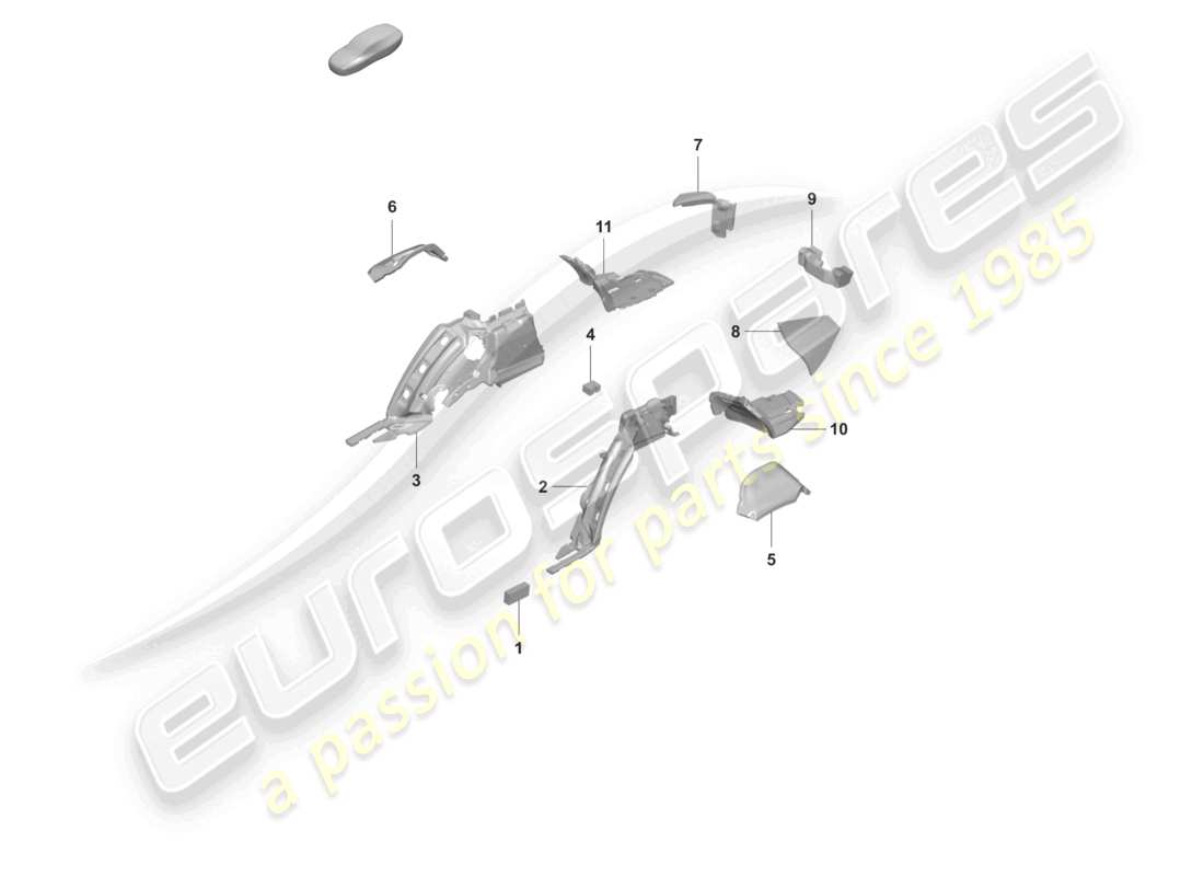 porsche 2021 (panamera 971-2) garniture de panneau latéral d'amortisseur de bruit pour le compartiment à bagages schéma des pièces
