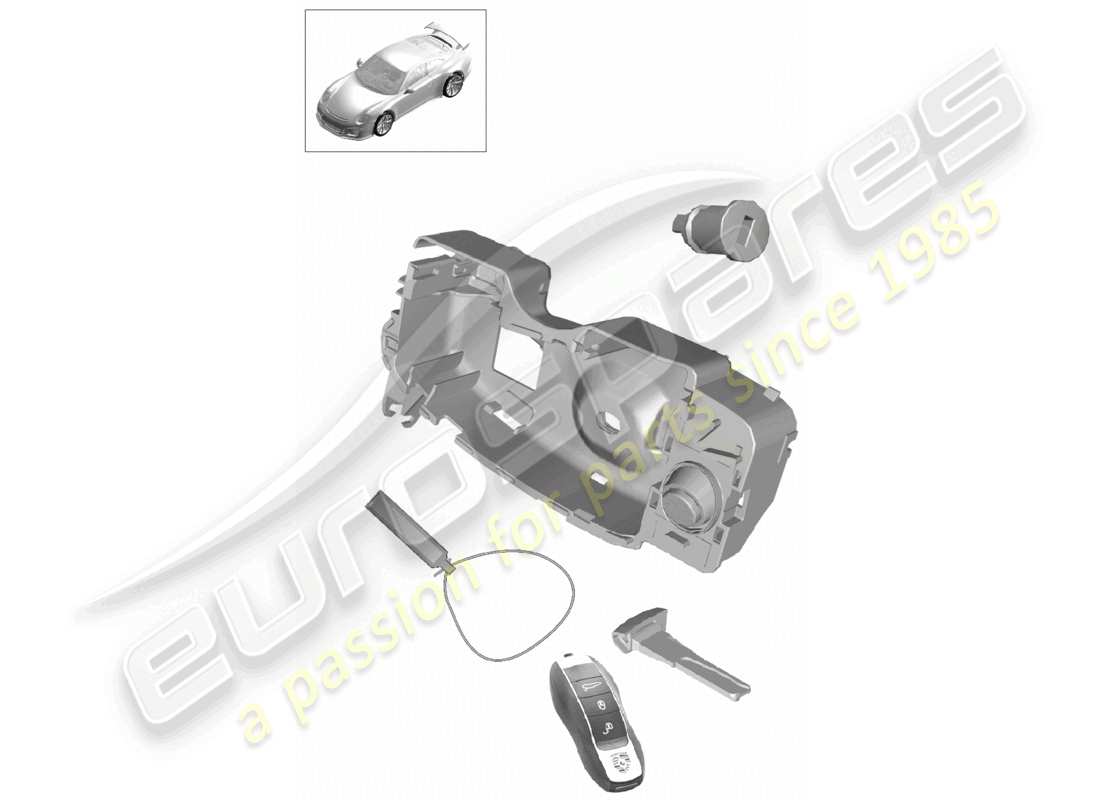 porsche 2021 (991-2 r/gt3/rs) ensemble de réparation 1 ensemble de cylindres de serrure schéma des pièces