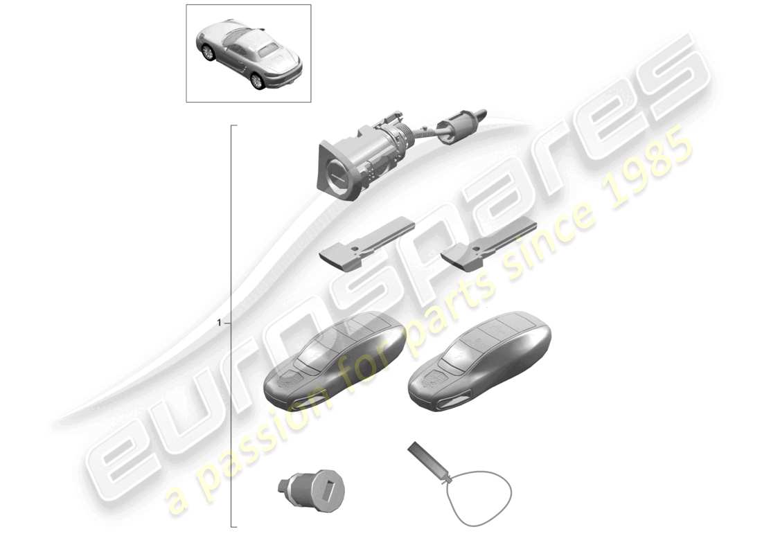 porsche 2023 (718 boxster) ensemble de réparation 1 ensemble de cylindres de serrure schéma des pièces