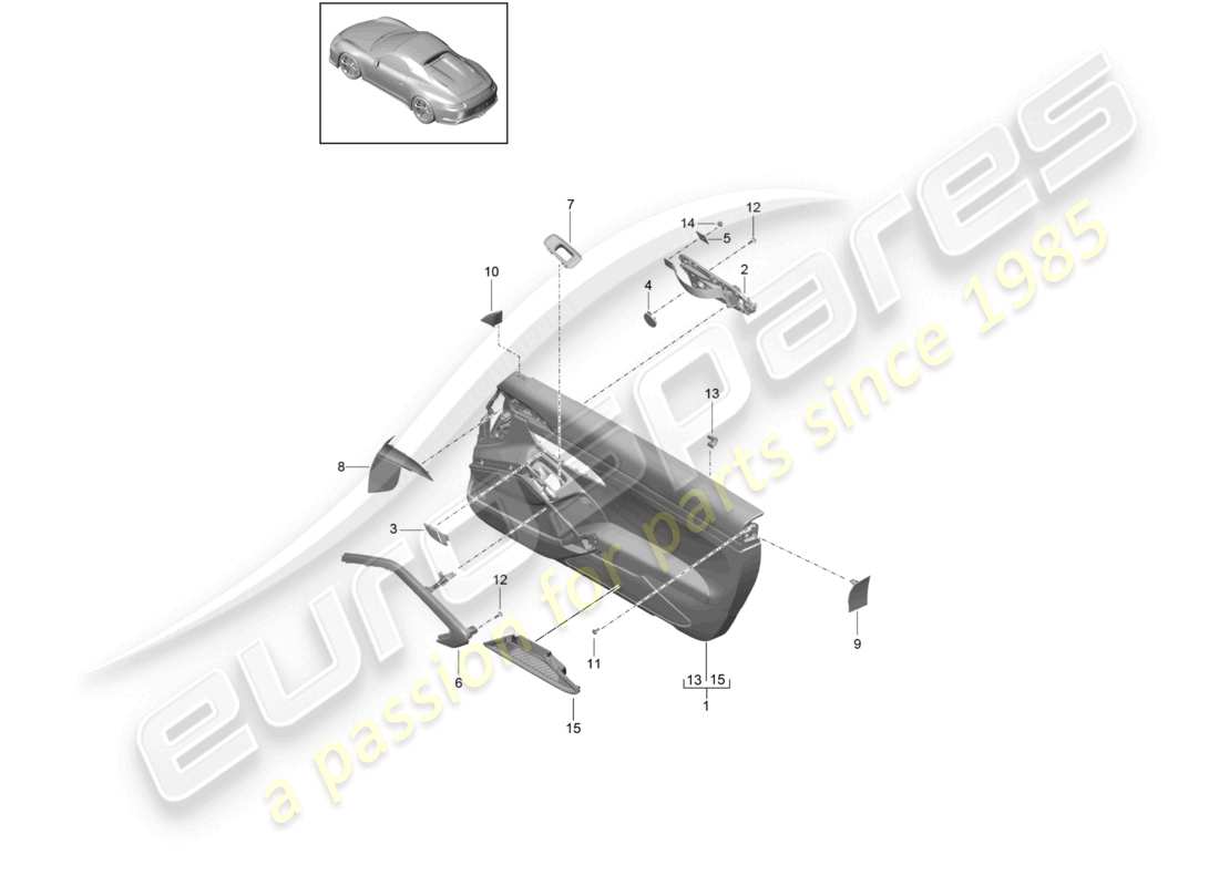 porsche 2021 (991-2 r/gt3/rs) panneau de porte accessoires pour véhicules avec garniture en cuir panneau de garniture pour garniture de porte diagramme des pièces speedster à code couleur