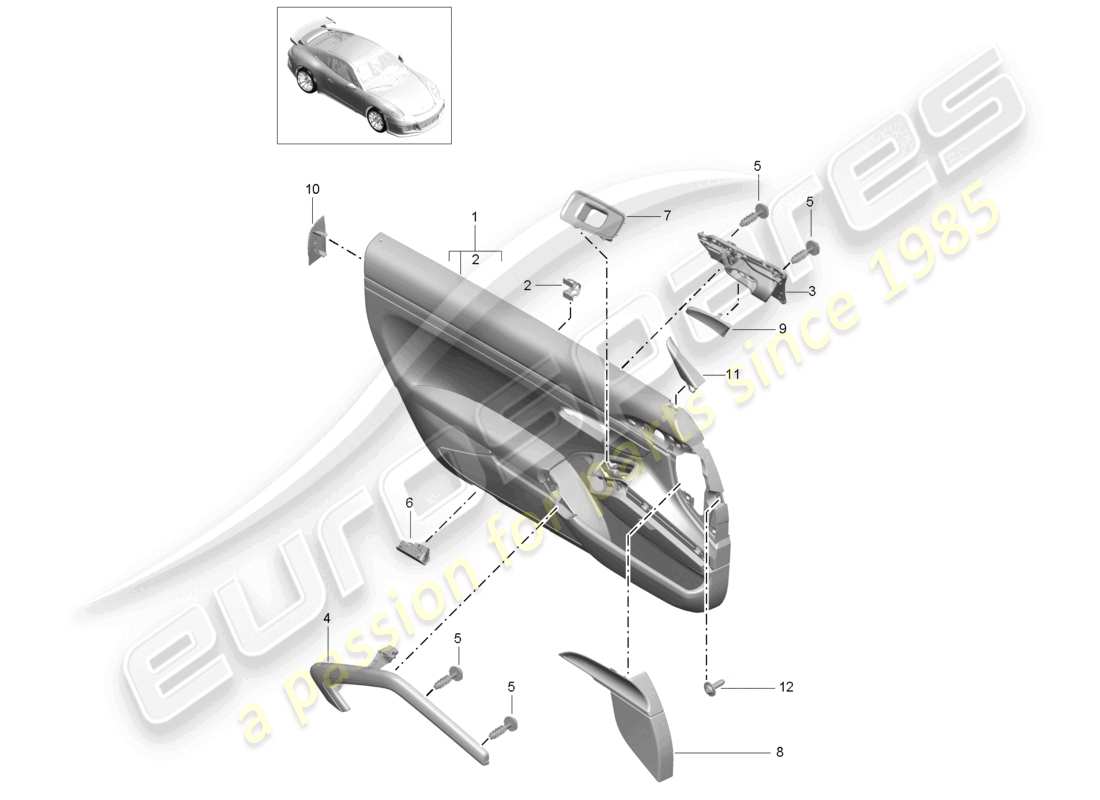 porsche 2021 (991-2 r/gt3/rs) panneau de porte accessoires cuir alcantara gt3 2. génération d >>- mj 2020 schéma des pièces
