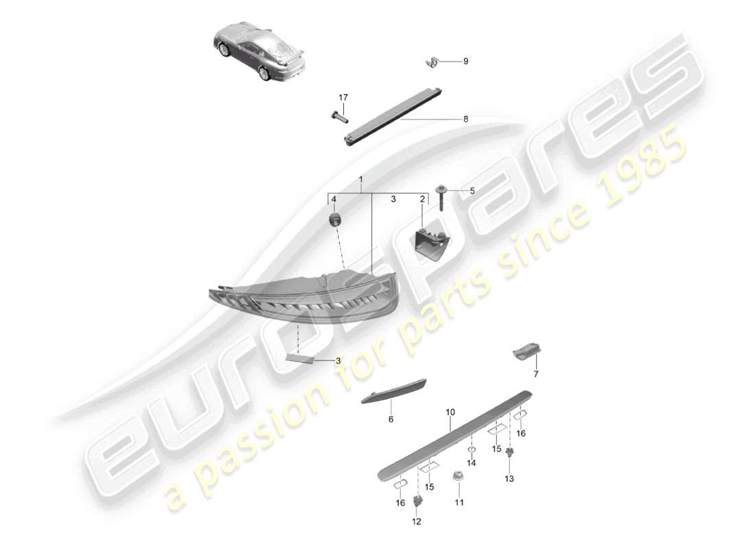 porsche 2021 (991-2 r/gt3/rs) feu arrière éclairage de plaque d'immatriculation feu stop supplémentaire d - mj 2018>> schéma des pièces