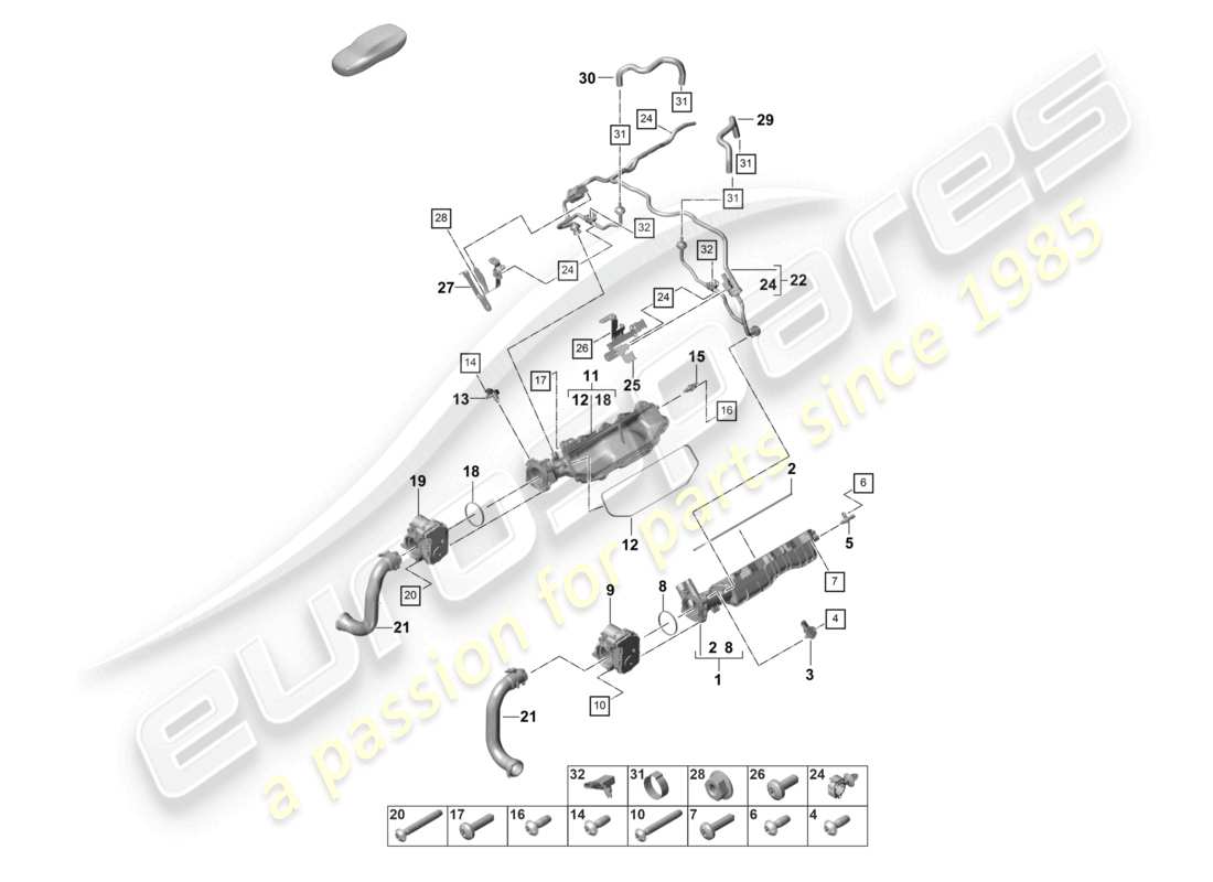 porsche 2021 (panamera 971-2) schéma des pièces de ventilation du collecteur d'admission pour réservoir de carburant