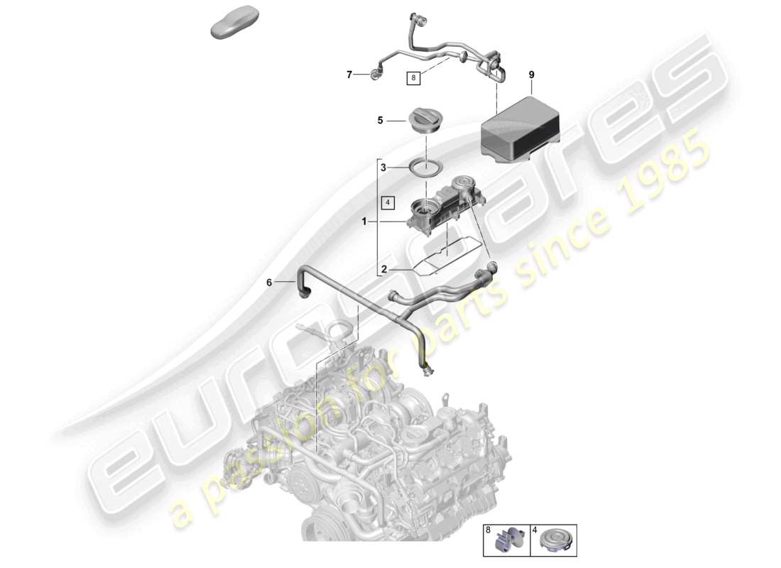 porsche 2021 (panamera 971-2) schéma des pièces de ventilation du carter de vilebrequin