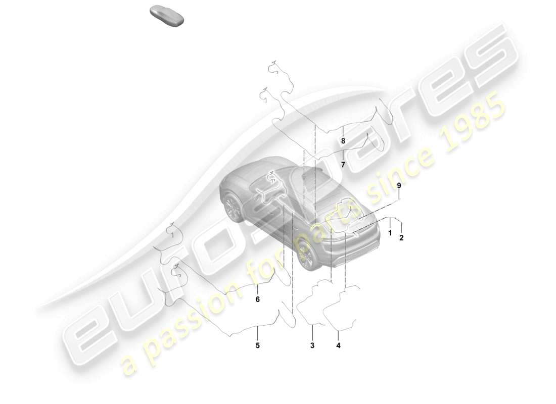 porsche 2026 (macan-e) schéma des pièces du flexible de la caméra de recul arrière