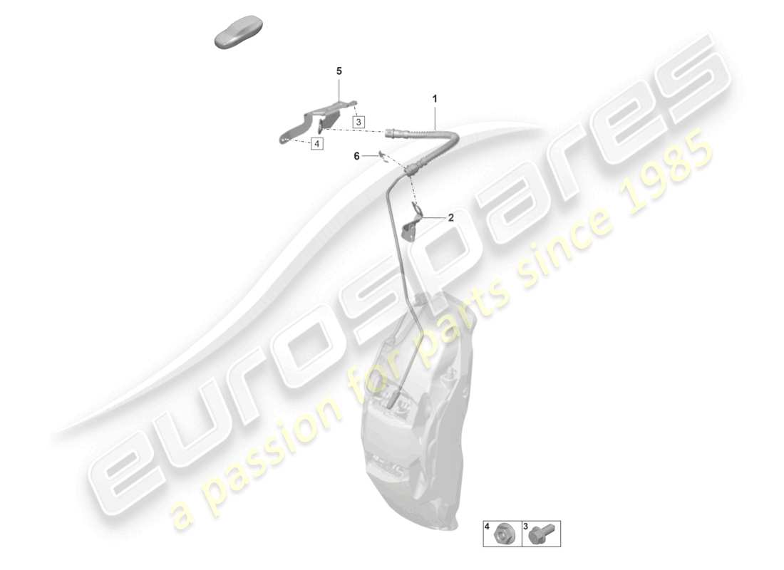 porsche 2020 (taycan 9j1-1) schéma des pièces du tuyau de frein au boîtier de l'étrier de frein
