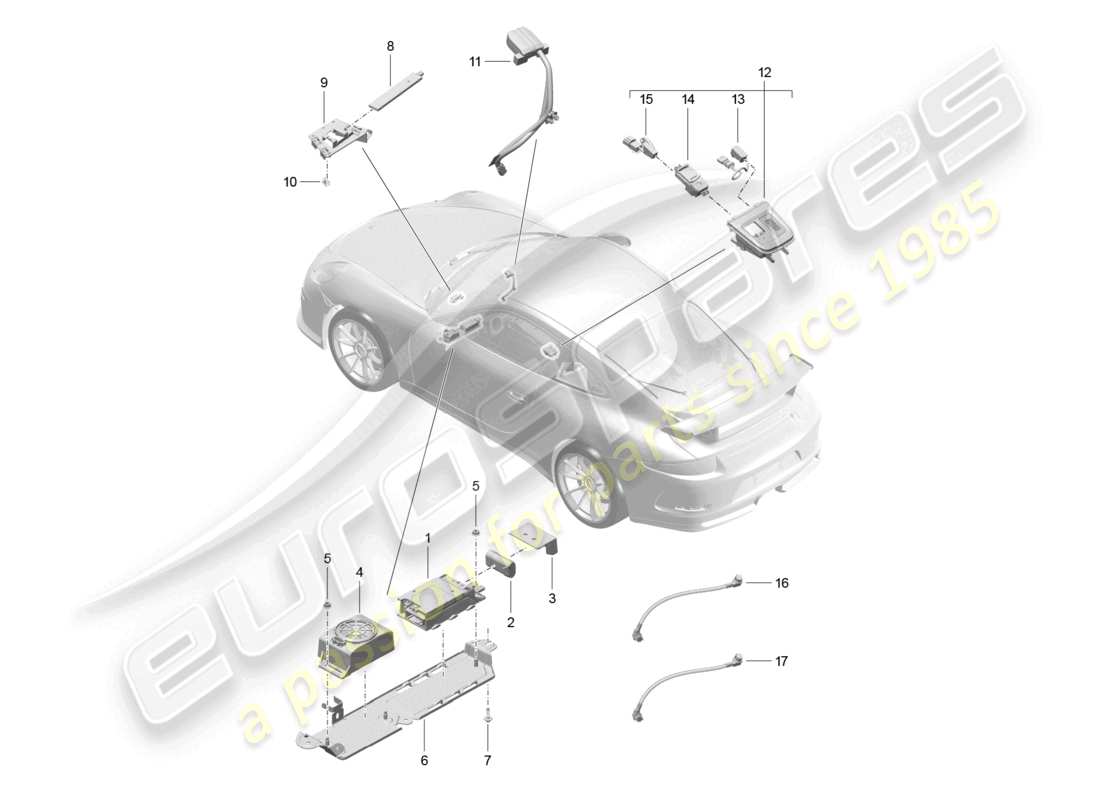 porsche 2021 (991-2 r/gt3/rs) pour les modèles avec téléphone et appel d'urgence schéma des pièces
