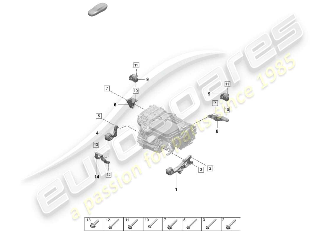 porsche 2025 (taycan 9j1-2) dispositif de levage du moteur essieu arrière sl : 0emd schéma des pièces