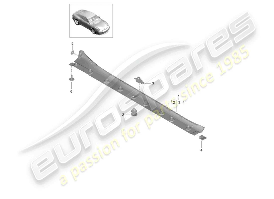 porsche 2021 (991-2 r/gt3/rs) garniture de membre latéral schéma des pièces