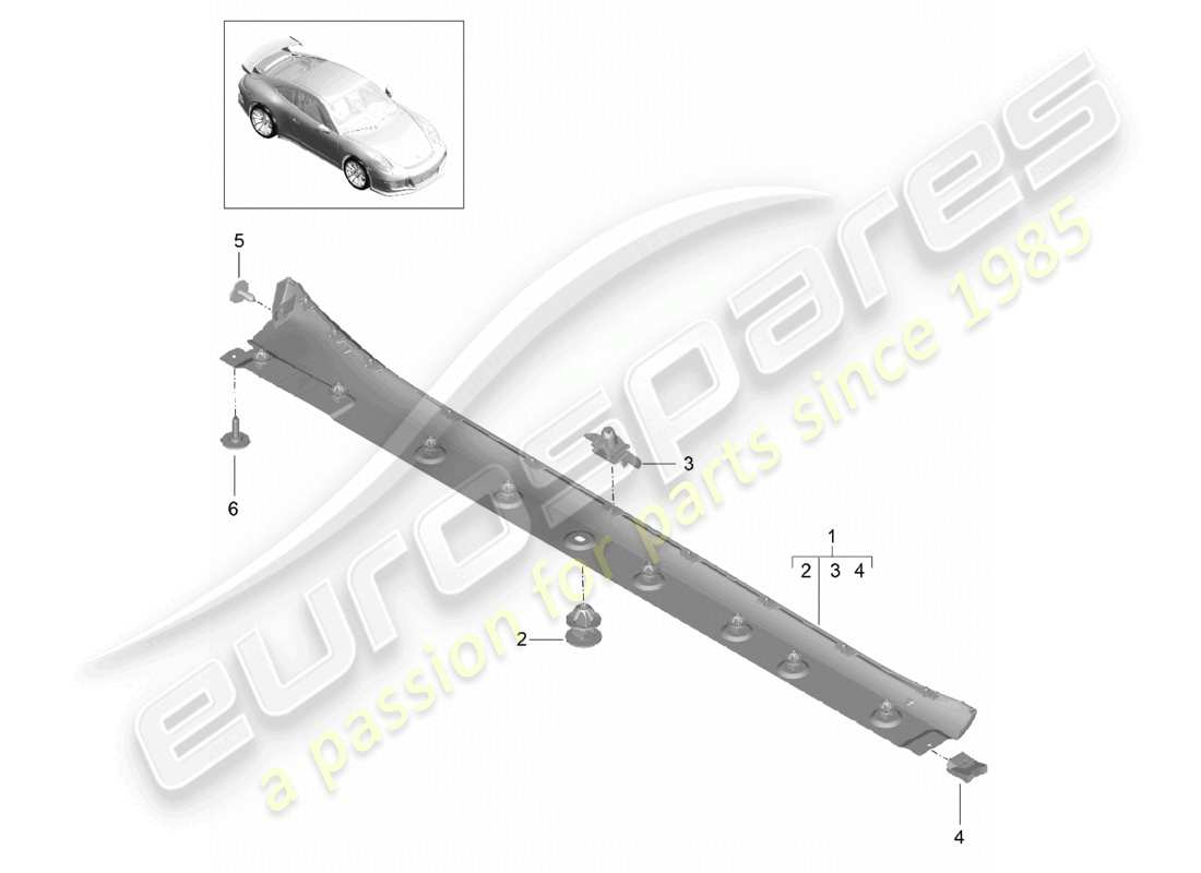 porsche 2021 (991-2 r/gt3/rs) garniture de membre latéral schéma des pièces