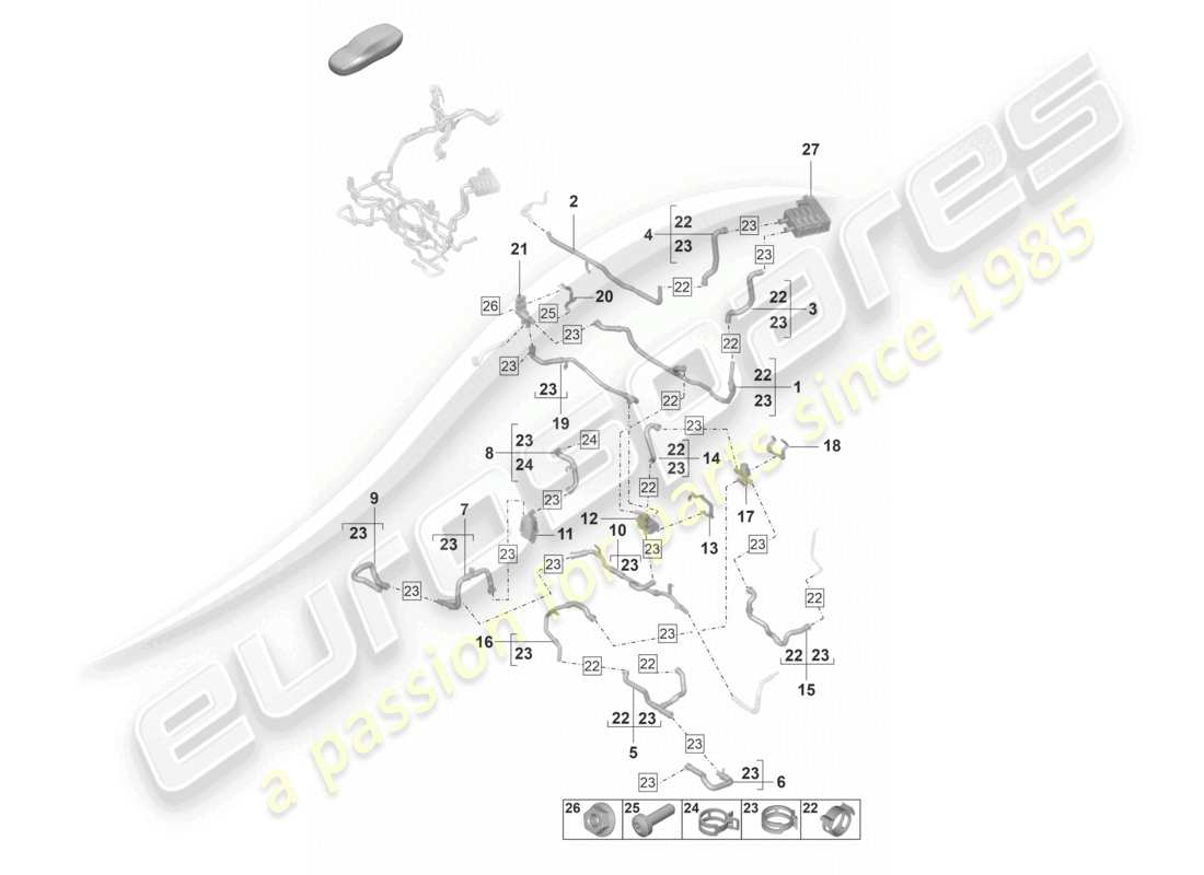 porsche 2021 (panamera 971-2) système de chauffage et de climatisation avant pour véhicules à propulsion hybride pour véhicules avec chauffage auxiliaire schéma des pièces