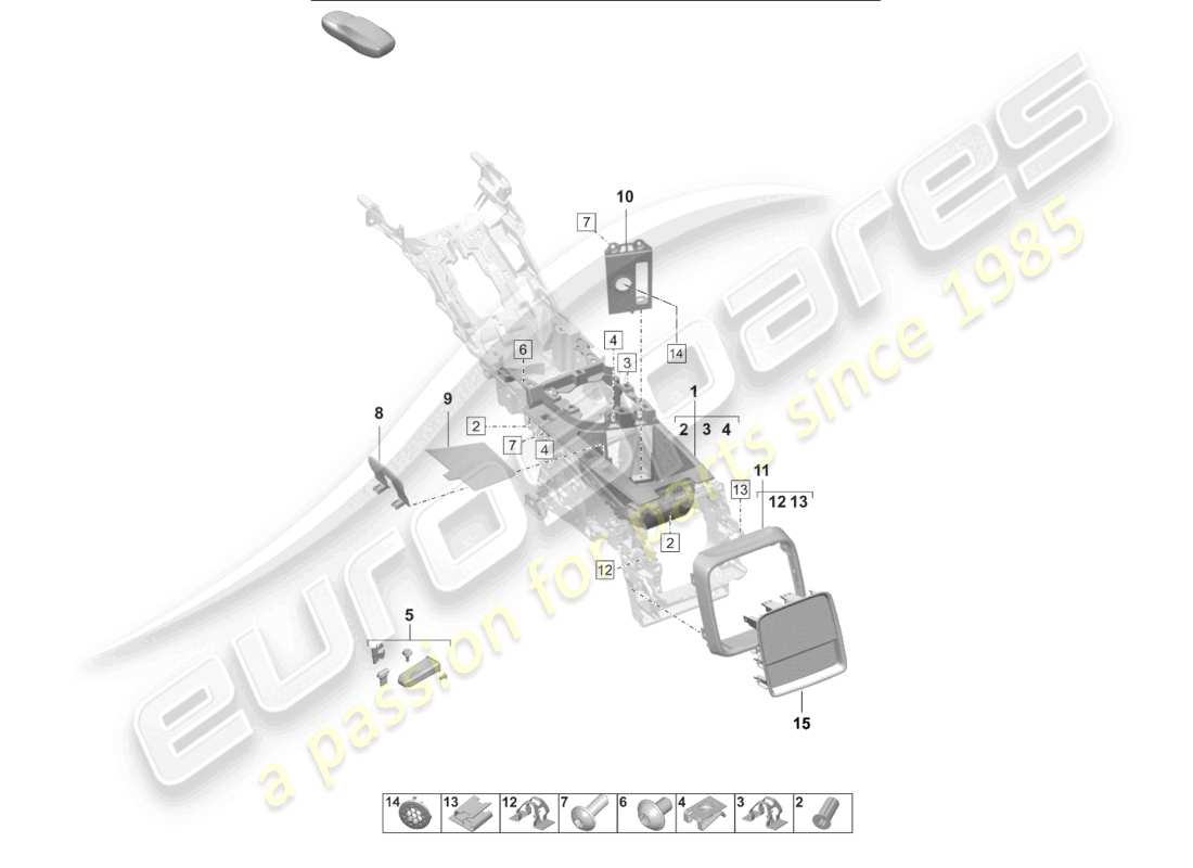 porsche 2025 (taycan 9j1-2) compartiment de rangement garniture arrière schéma des pièces
