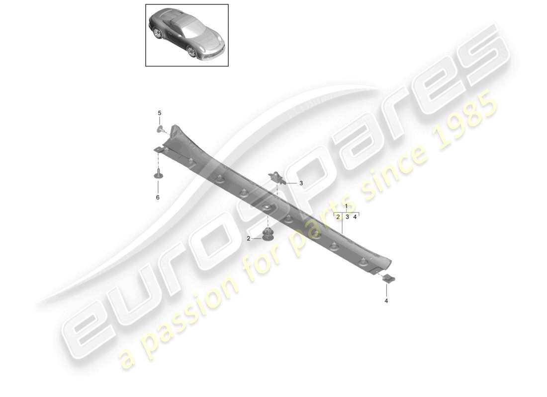 porsche 2021 (991-2 r/gt3/rs) garniture de membre latéral schéma des pièces