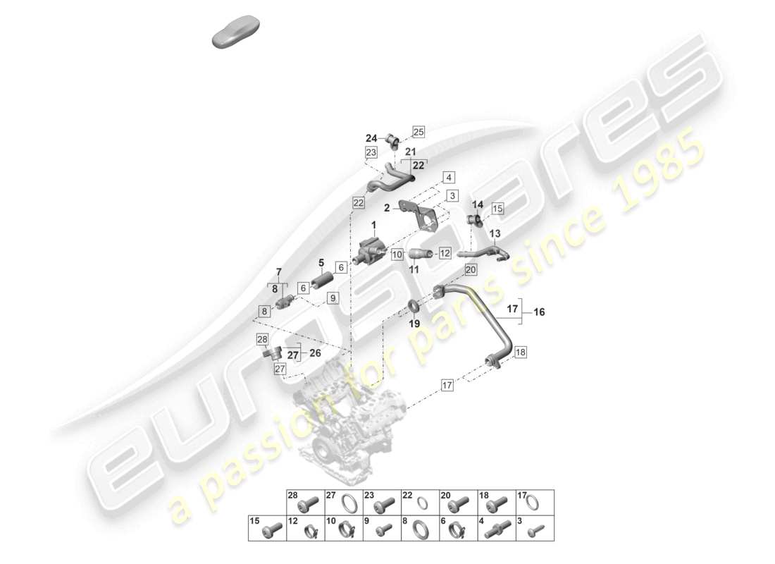 porsche 2022 (panamera 971-2) système de refroidissement du liquide de refroidissement 2 schéma des pièces