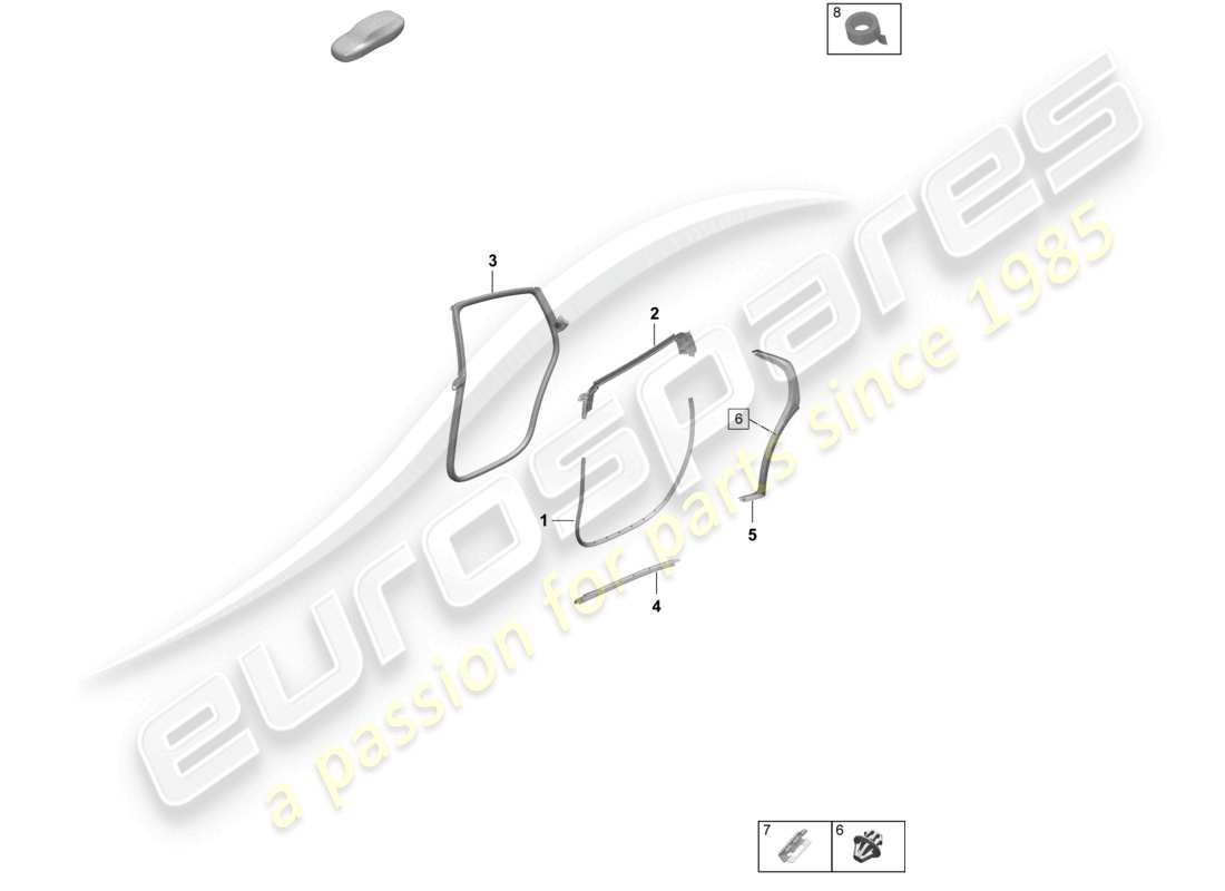 porsche 2026 (taycan 9j1-2) joint de porte arrière accessoires schéma des pièces