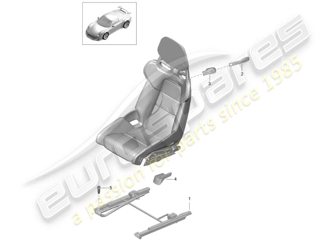 porsche 2021 (991-2 r/gt3/rs) siège baquet rabattable (complet) plus disponible schéma des pièces