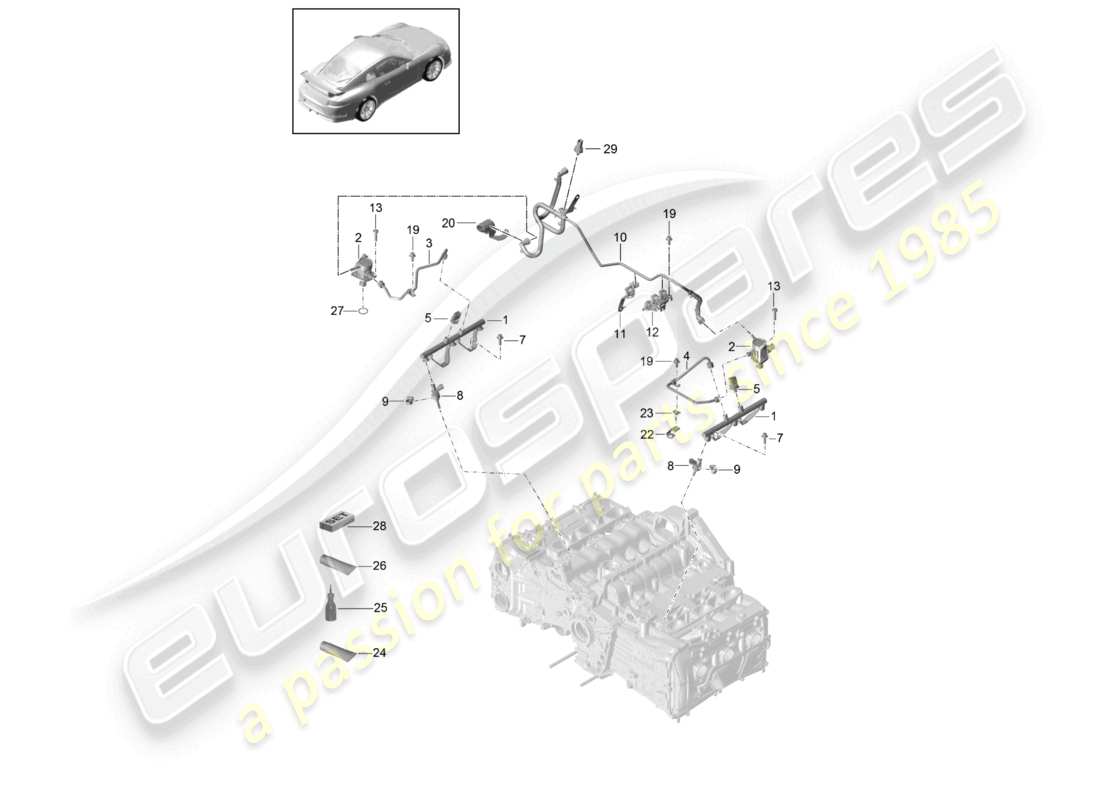 porsche 2021 (991-2 r/gt3/rs) tuyau de collecte de carburant schéma des pièces