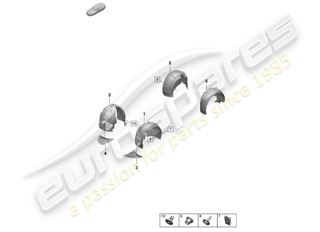 porsche 2025 (taycan 9j1-2) diagramme des pièces des accessoires de revêtement de passage de roue