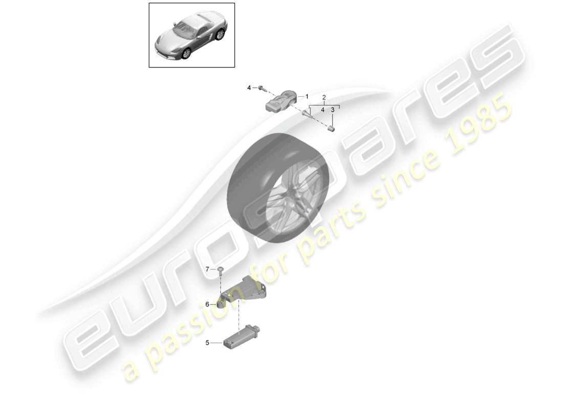 porsche 2024 (718 boxster) système de contrôle de pression des pneus schéma des pièces