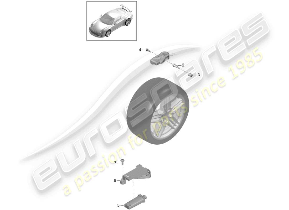 porsche 2021 (991-2 r/gt3/rs) système de contrôle de la pression des pneus d - mj 2018>> schéma des pièces
